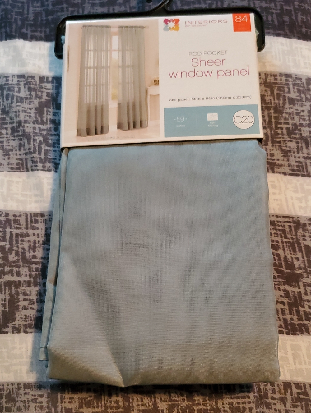 Interiors By Design Sheer Window Panel - Light Blue Rod Pocket Curtain